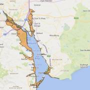 Map of the Exe Estuary flood alert area
