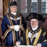 The Lord Mayor of Exeter, Cllr Kevin Mitchell (seated), with the Deputy Lord Mayor, Paul Knott.