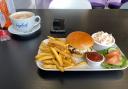 Burger and fries at the Bayleaf Café on Exmouth Strand