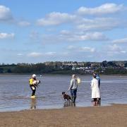 Peppa the dog being returned to her owners by Exmouth RNLI