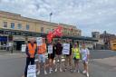 RMT strike supporters at Exeter St Davids train station