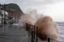 Sidmouth seafront during Storm Eunice