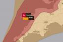 Met Office weather warning map shows where the red weather warning for wind
