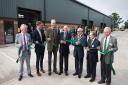 © Guy Newman.20.09.2016. Lord Clinton (Centre) cuts a ribbon to officially open the new Harpford units at Liverton Business Park, Exmouth. He is joined by L-R Andrew Hosken (Agent) Edward & Charles Fane Trefusis, Brian Cole, Mayor of Exmouth, Leigh Rix (