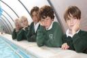 Sad faces from these year five children at St Peters school in Budleigh Salterton where vandals have damaged the school swimming pool. Ref exb 5522-38-14SH Picture: Simon Horn