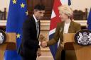 File photo dated 27/02/2023 of the Prime Minister Rishi Sunak and European Commission president Ursula von der Leyen during a press conference at the Guildhall in Windsor, Berkshire. Rishi Sunak's Brexit deal for Northern Ireland