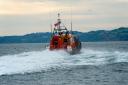 The all weather lifeboat on its way to flood-stricken Dawlish