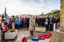 Laying  wreaths at the Budleigh Salterton war memorial