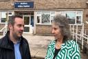 Simon Jupp MP with Cllr Jenny Brown outside Honiton Police Station