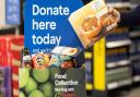 A food bank collection at a Tesco store.