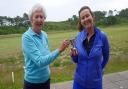 Carole Brailey presenting Sally Underwood, winner of the nett competition, with her Cup