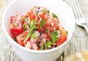 Tomato salsa salad with capers and mint. Photography © Simon Wheeler