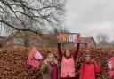 Teachers at the King's School, Ottery, picketing during a strike day earlier this month