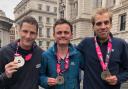Rob Ellis, Sam Kelly & Oli White Harriers first three finishers in the London Marathon