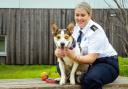 Lara the dog with RSPCA inspector Nichola Johnson