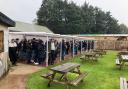 Exmouth fans taking shelter