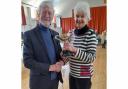 Bob Wiltshire presenting prize to Helen Tickle