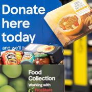 A food bank collection at a Tesco store.