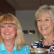 Ladies Captain Barbara Middleditch (right) with Spring Meeting trophy winner Helen Chivers