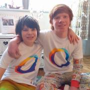 Hayden, 11, and Harry, 14, did a 10km walking challenge for National Autism Week