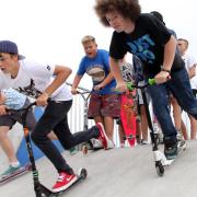 Youngsters try out the new ramps at honiton skate park. Ref mhh 3743-36-14AW. Picture: Alex Walton