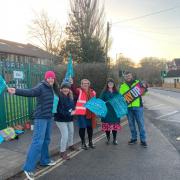 Picket line outside Exmouth Community College during the last NEU strike on Wednesday, February 1