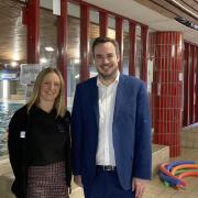 Katy Yardley, LED Leisure and East Devon MP Simon Jupp at Exmouth Leisure centre.