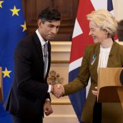 File photo dated 27/02/2023 of the Prime Minister Rishi Sunak and European Commission president Ursula von der Leyen during a press conference at the Guildhall in Windsor, Berkshire. Rishi Sunak's Brexit deal for Northern Ireland