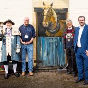 Town Crier Roger Bourgein; Mike Menhenitt, Society of Exmouth Museum; Steve Gazzard, mayor, and Simon Jupp MP