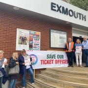 A protest was held outside Exmouth railway station in July.