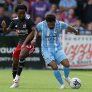 Chelsea loanee Dion Rankine (left) played for Exeter against Carlisle on Saturday.