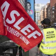 Members of the Aslef union on an earlier picket line near Leeds train station (Danny Lawson/PA)