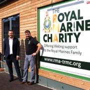 Simon Jupp and Simon Wright at the Royal Marines Charity CHAMP building
