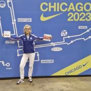 Sue at the Chicago Marathon