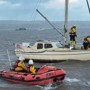 Exmouth RNLI rescuing the boat.