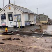 Large sinkhole appears at Exmouth seafront.