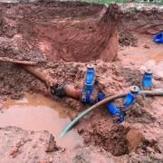 The burst pipe at the sewage treatment plant in Maer Lane, Exmouth