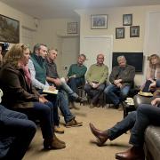Simon Jupp MP with Farming Minister Mark Spencer MP and local farmers in Ottery St Mary, East Devon
