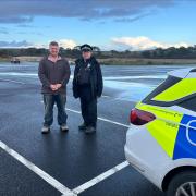 Cllr Henry Riddell and Sgt Richard Stonecliffe at Lime Kiln car park