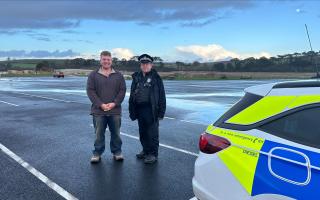 Cllr Henry Riddell and Sgt Richard Stonecliffe at Lime Kiln car park